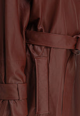 Ivy Oak Lilith Leather Belted Coat Brown IO118021LILITHRE392_79510
