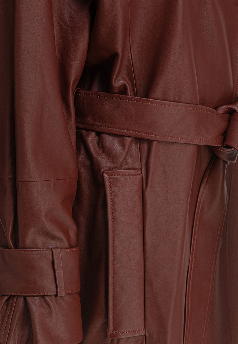 Ivy Oak Lilith Leather Belted Coat Brown IO118021LILITHRE392_79510