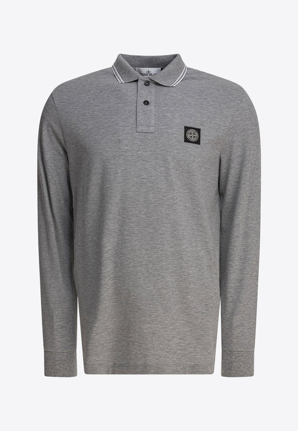 Stone Island Compass Patch Long-Sleeved Polo T-shirt Gray 22002SLS0018V0M64_79535