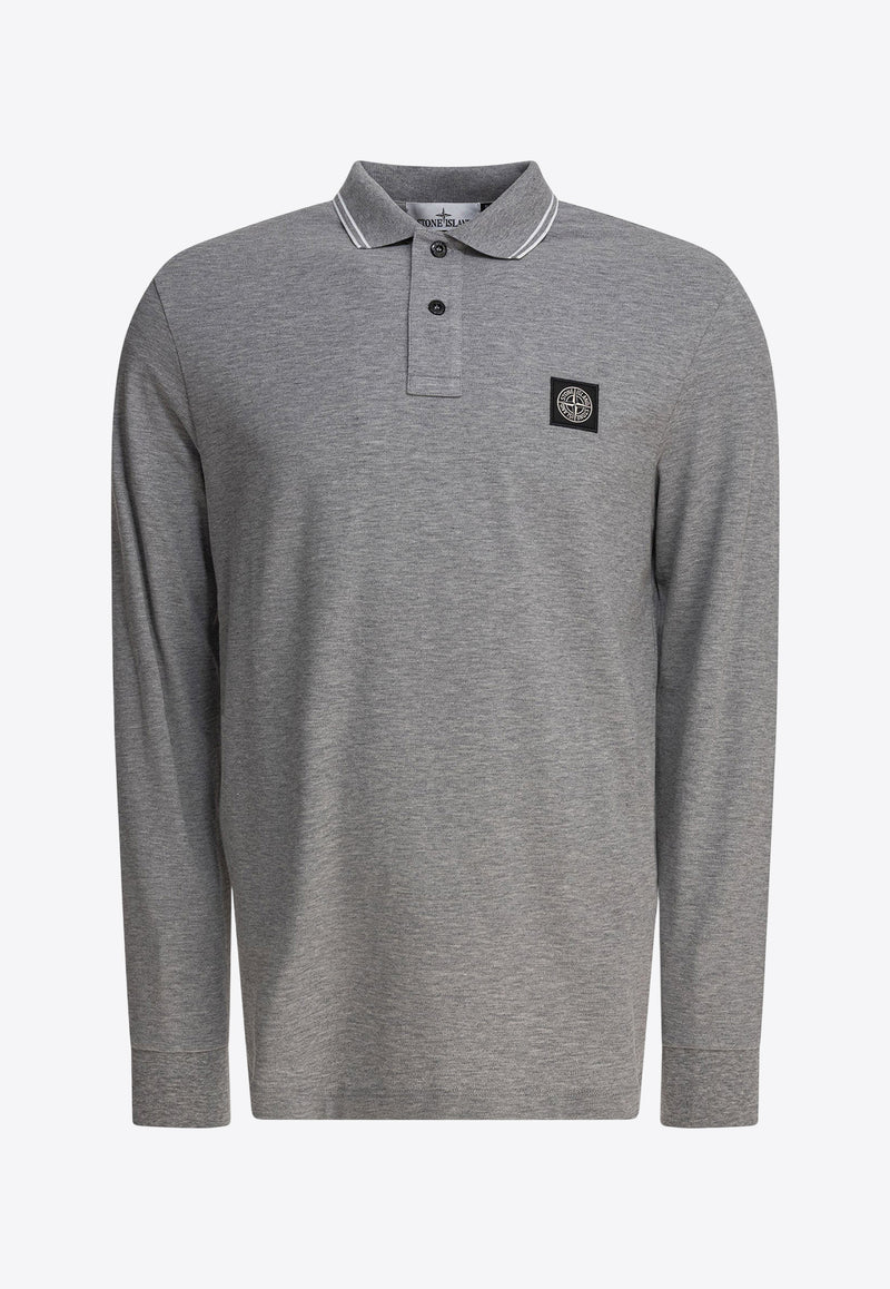 Stone Island Compass Patch Long-Sleeved Polo T-shirt Gray 22002SLS0018V0M64_79535