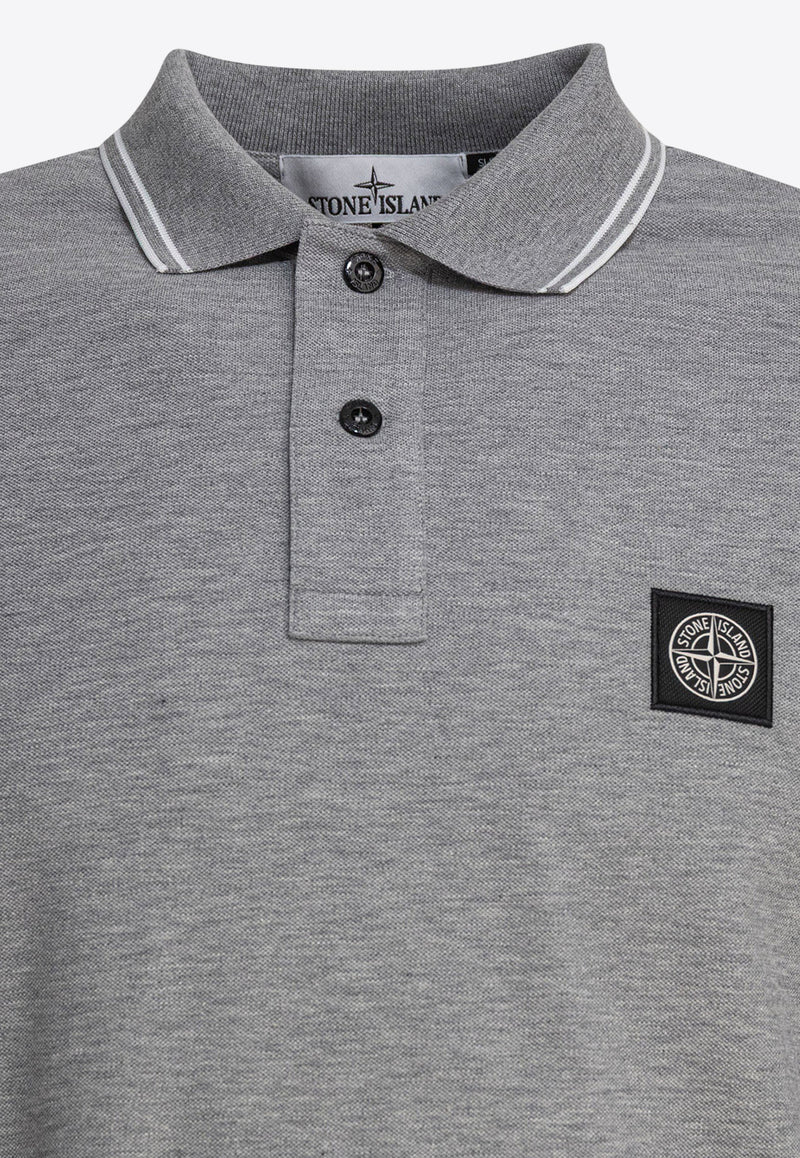 Stone Island Compass Patch Long-Sleeved Polo T-shirt Gray 22002SLS0018V0M64_79535