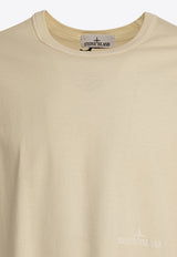 Stone Island Logo Embroidered Jersey T-shirt Cream 2100038S0175V0093_79697
