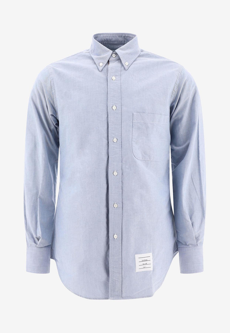 Thom Browne Name Plate Patch Buttoned Shirt Blue MWL010EF0313480_79651