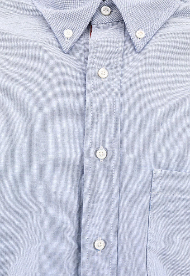 Thom Browne Name Plate Patch Buttoned Shirt Blue MWL010EF0313480_79651