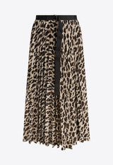 Sacai Leopard Print Pleated Midi Skirt Beige 25-07904051_79753