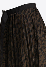 Sacai Leopard Print Pleated Midi Skirt Brown 25-07904601_79717