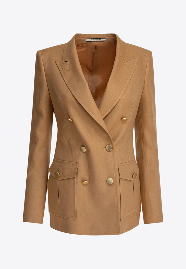 Tagliatore Honey Double-Breasted Linen Blazer Beige J-HONEY340021EA912_79712