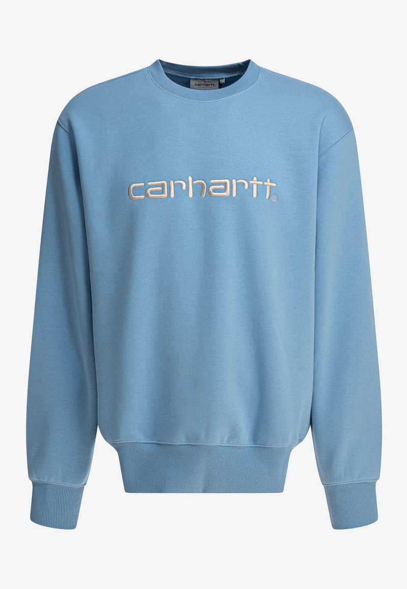 Carhartt Wip Logo Embroidered Crewneck Sweatshirt Light Blue I0305462QK.XX_80009