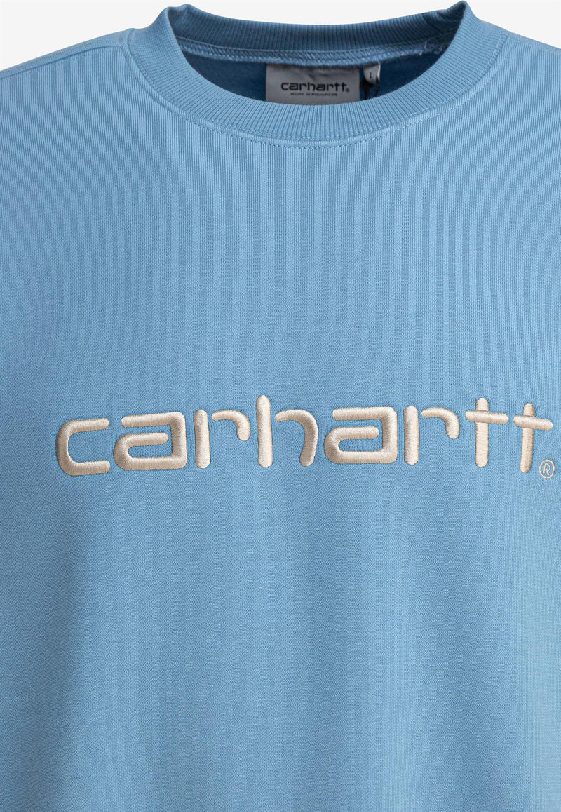 Carhartt Wip Logo Embroidered Crewneck Sweatshirt Light Blue I0305462QK.XX_80009