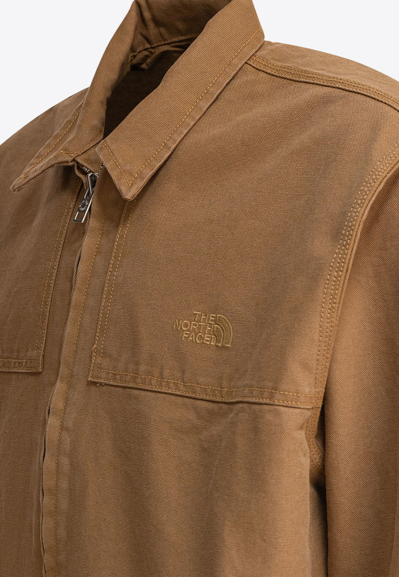 The North Face Logo Embroidered Zip-Up Jacket Brown NF0A8B721731_79933