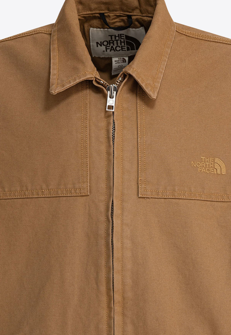 The North Face Logo Embroidered Zip-Up Jacket Brown NF0A8B721731_79933