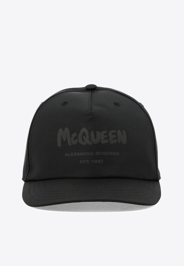 Alexander McQueen Graffiti Logo Baseball Cap Black 6677784404Q1000_79915