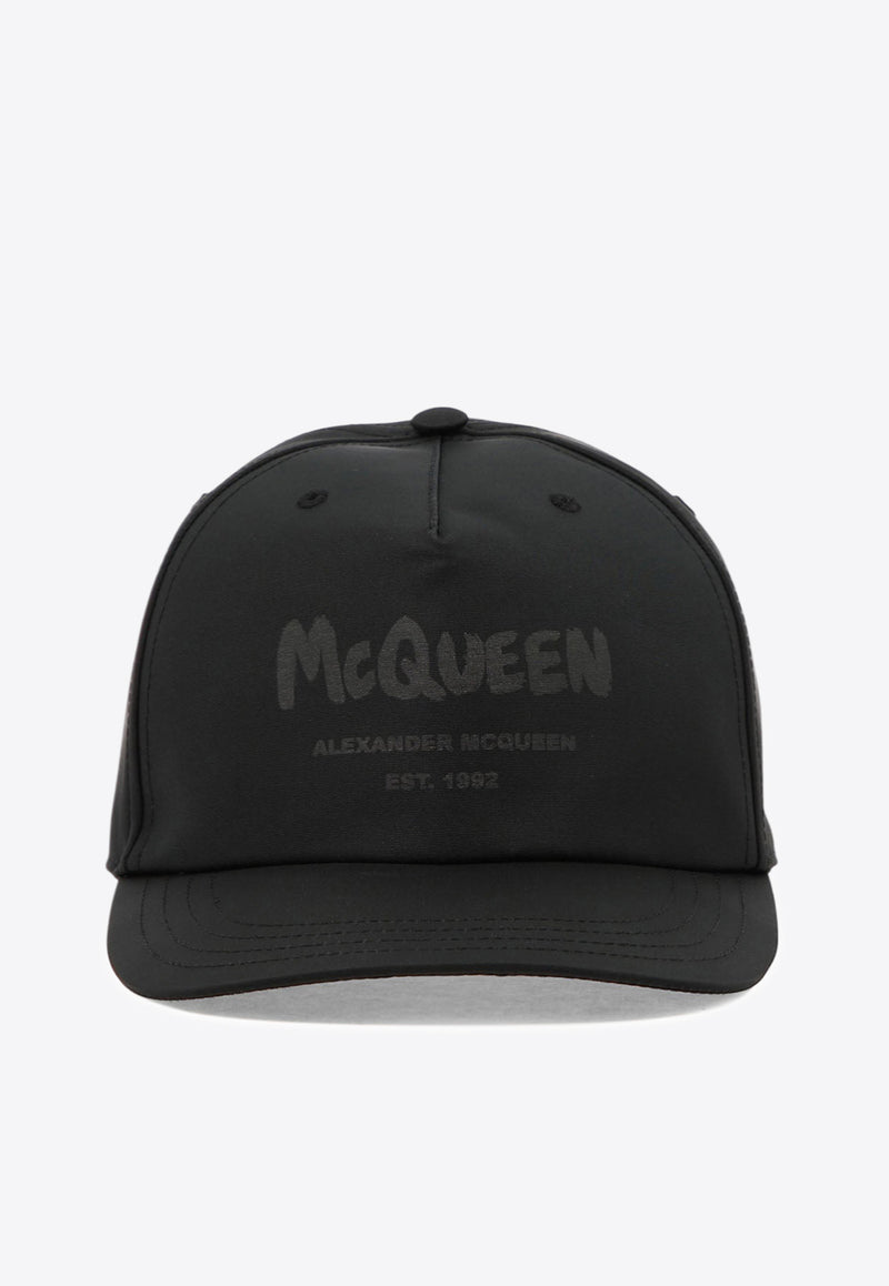 Alexander McQueen Graffiti Logo Baseball Cap Black 6677784404Q1000_79915