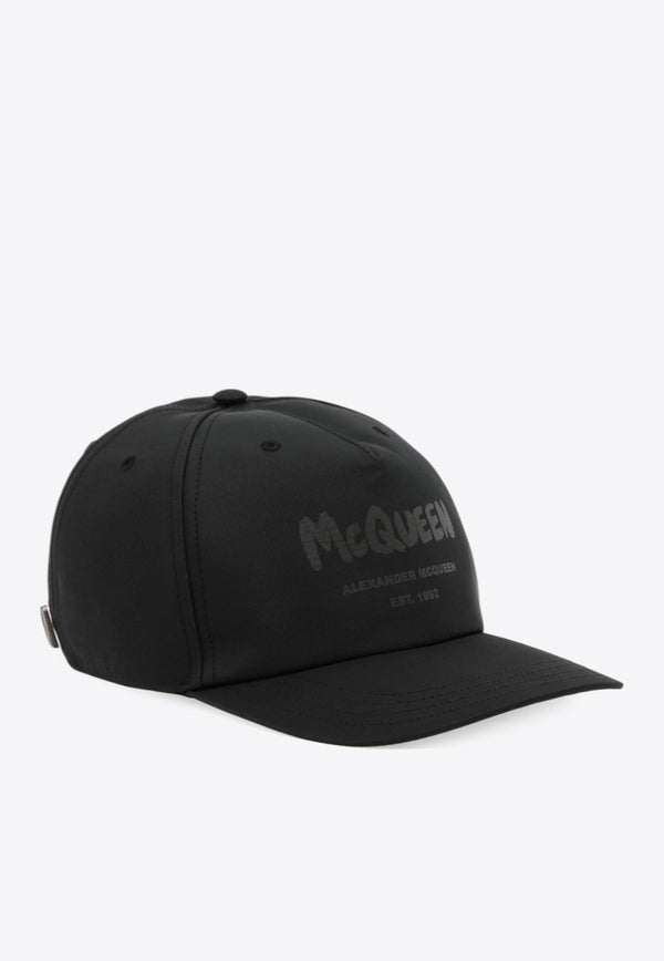 Alexander McQueen Graffiti Logo Baseball Cap Black 6677784404Q1000_79915