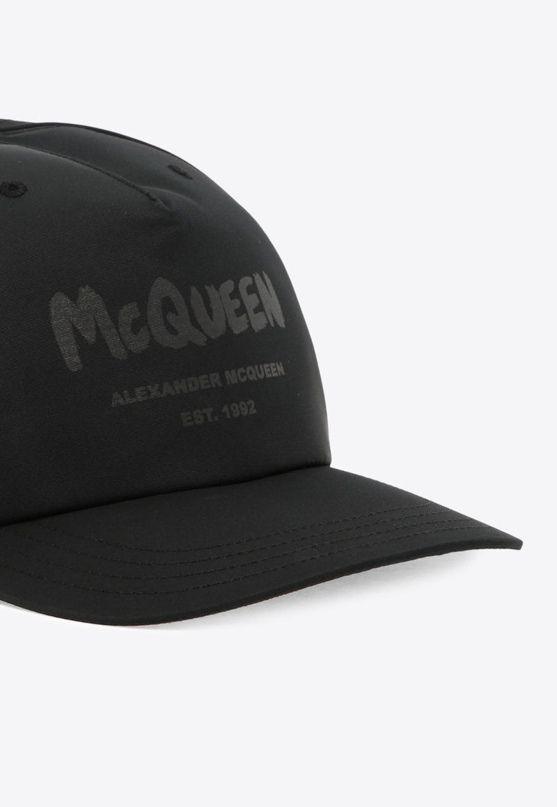 Alexander McQueen Graffiti Logo Baseball Cap Black 6677784404Q1000_79915