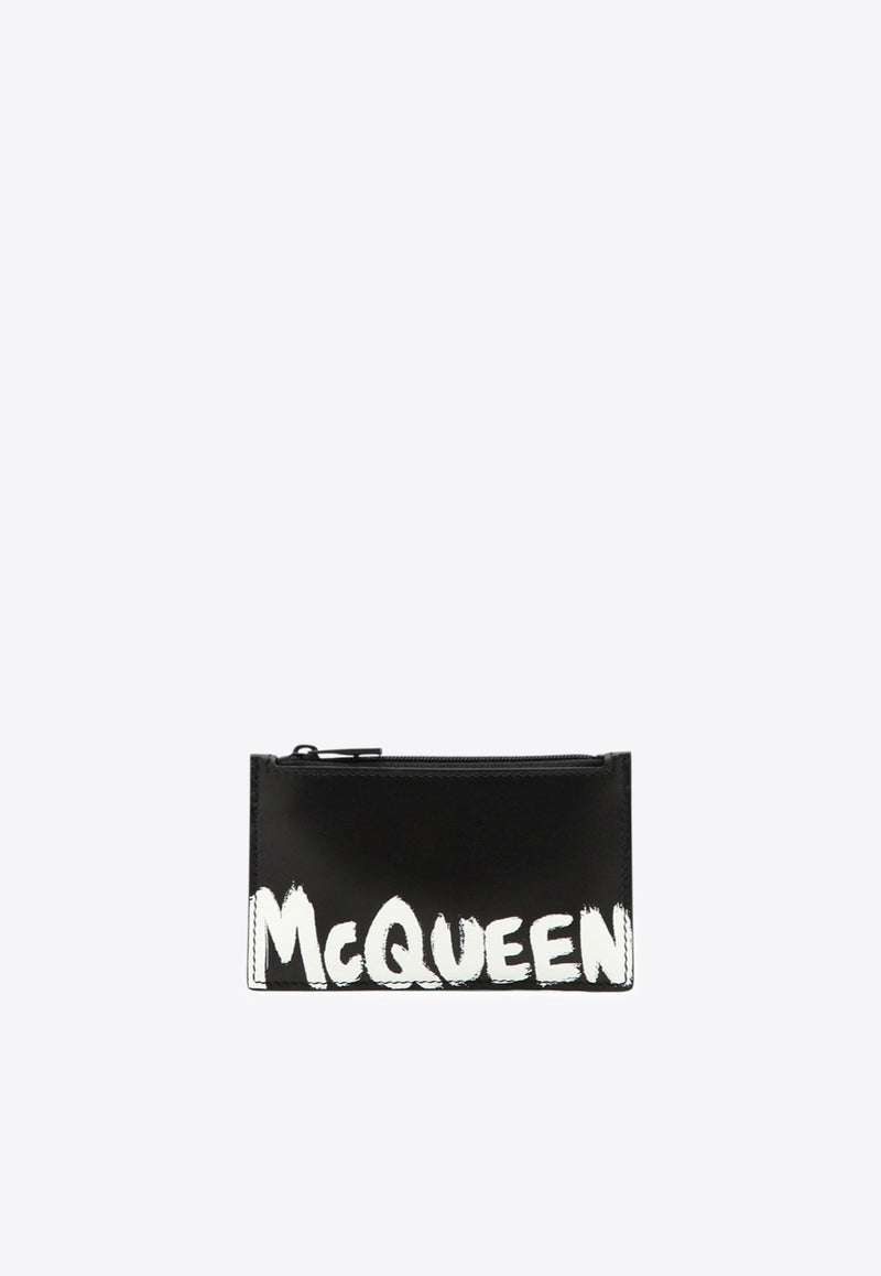 Alexander McQueen Graffiti Logo Print Leather Cardholder Black 6831171NT0B1070_80015