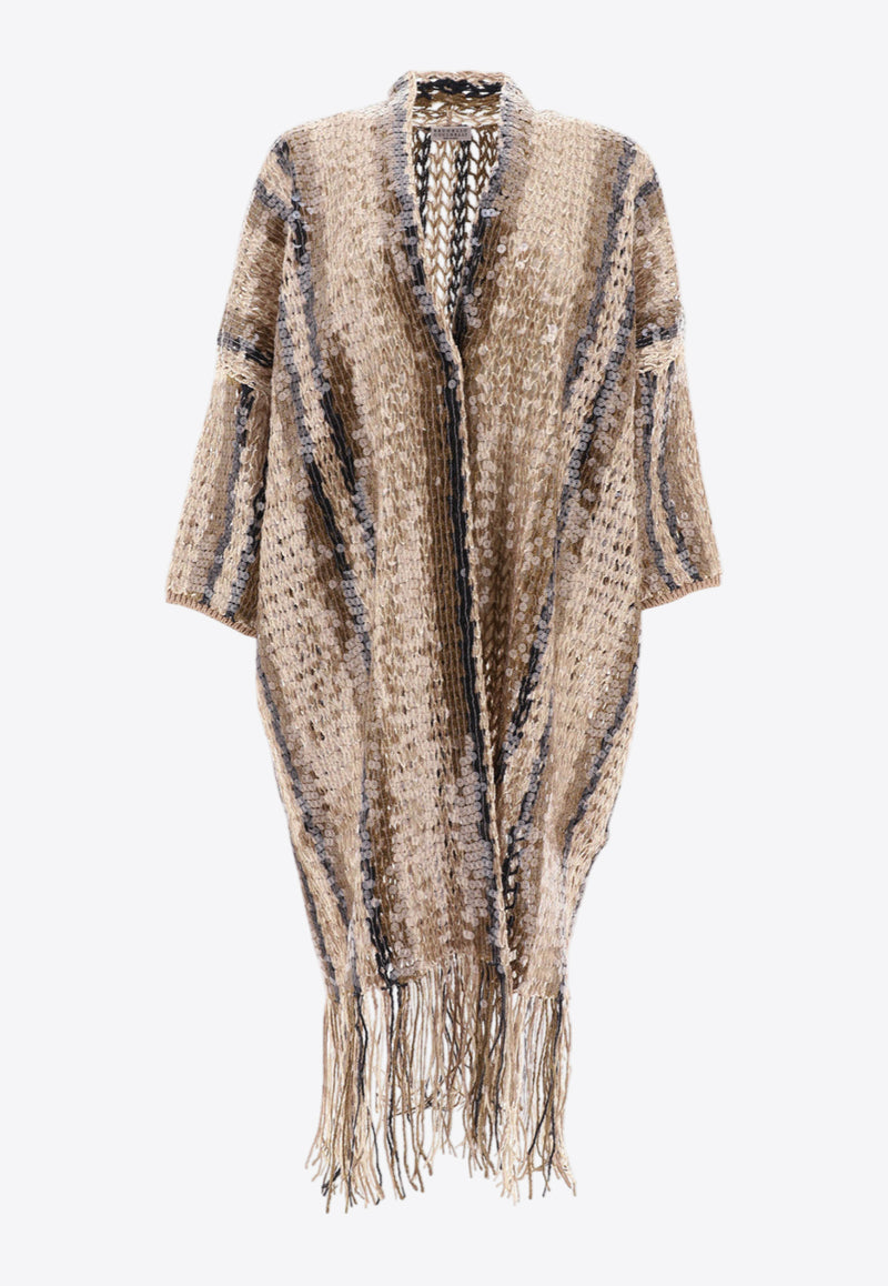 Brunello Cucinelli Sequin Embellished Knitted Cardigan Gold M3YR04116CKC07_80014
