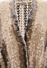 Brunello Cucinelli Sequin Embellished Knitted Cardigan Gold M3YR04116CKC07_80014