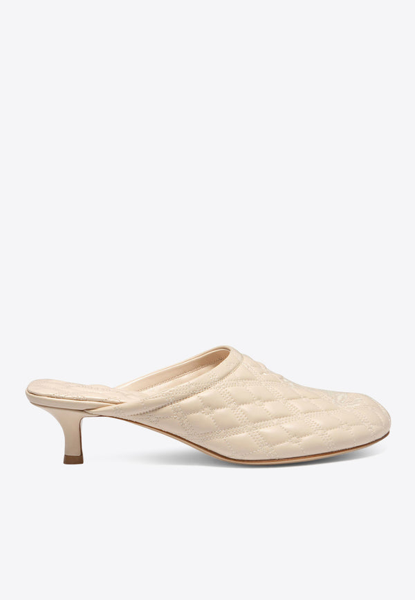 Burberry 45 Embroidered Quilted Mules Cream 8085640_79901
