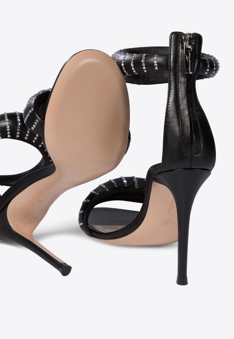 Gianvito Rossi Bijoux 105 Crystal Embellished Sandals Black G6163115RICNAPNERO_79946_TH