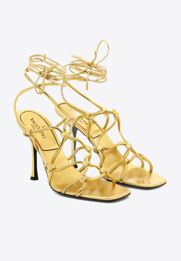 Valentino Rockstud Net 100 Strappy Sandals Gold 2W2S0GB6RNJKM5_80008
