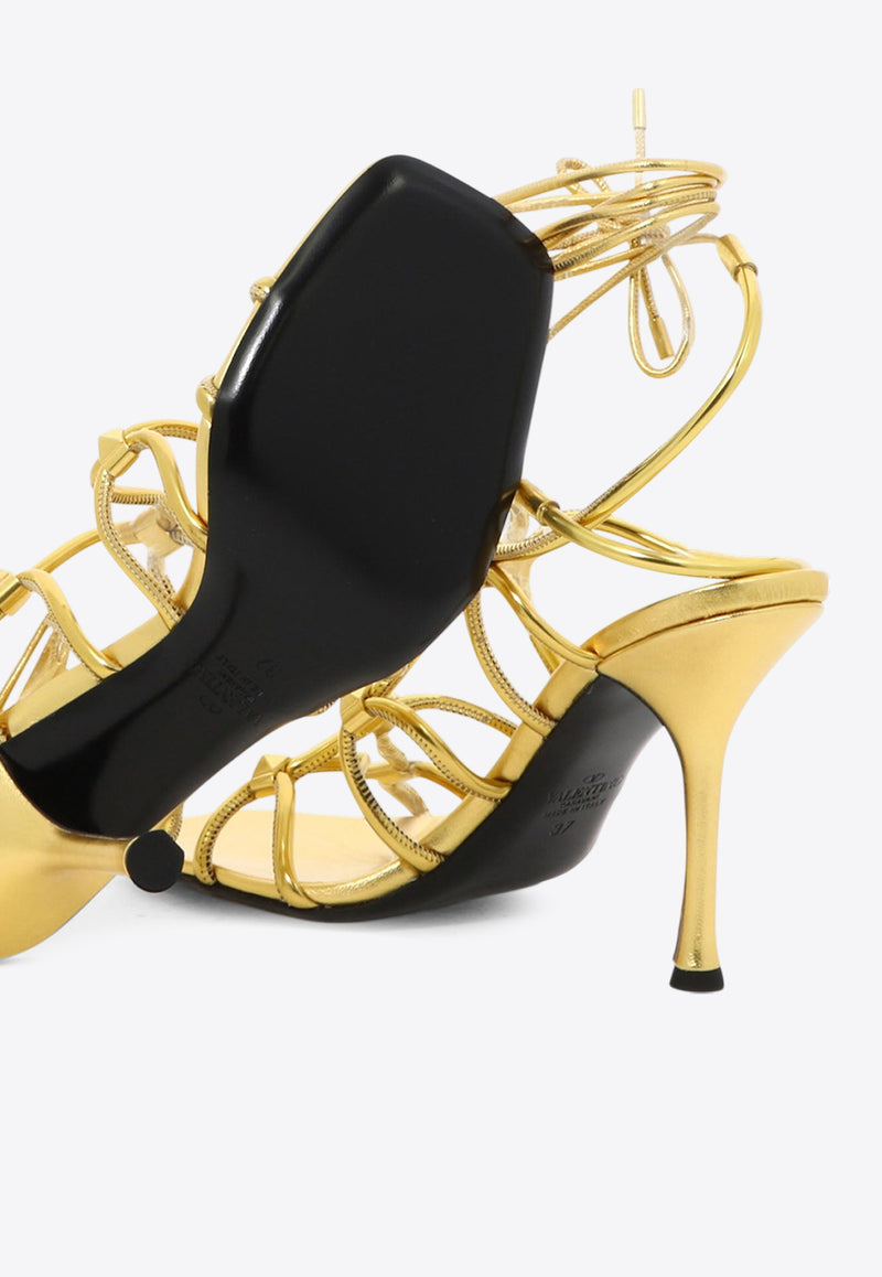 Valentino Rockstud Net 100 Strappy Sandals Gold 2W2S0GB6RNJKM5_80008