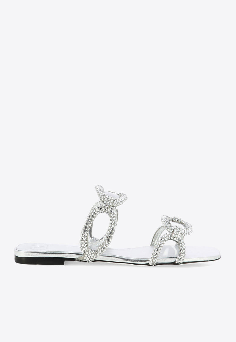 Valentino Chain 1967 Crystal Embellished Sandals Silver 2W2S0GK2APLS13_80020