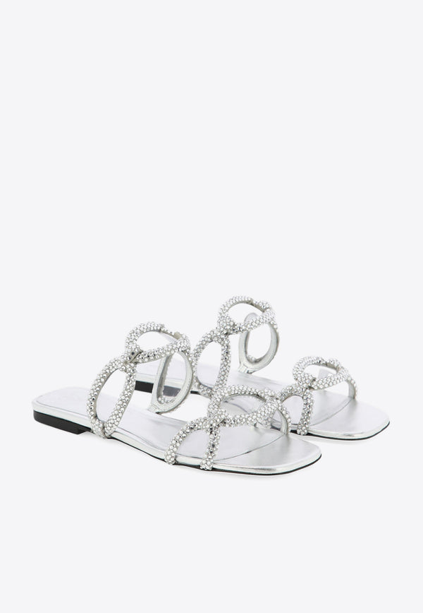 Valentino Chain 1967 Crystal Embellished Sandals Silver 2W2S0GK2APLS13_80020