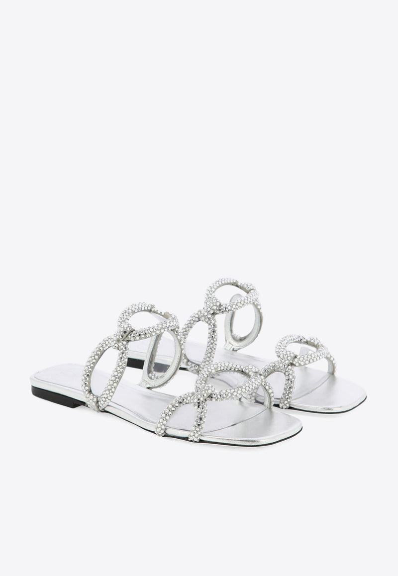 Valentino Chain 1967 Crystal Embellished Sandals Silver 2W2S0GK2APLS13_80020