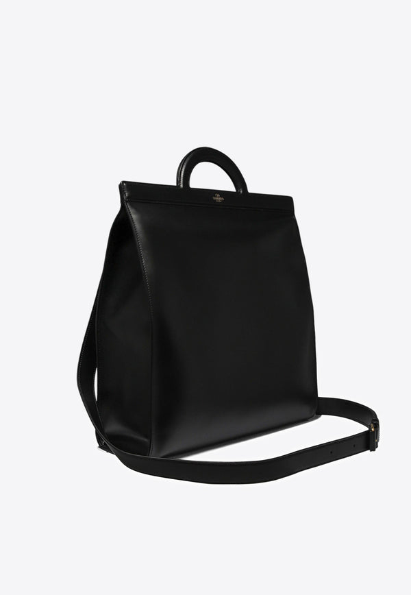 Valentino Leather Top Handle Bags with Logo-Print Black 4Y0B0C64LYI0NO_79907