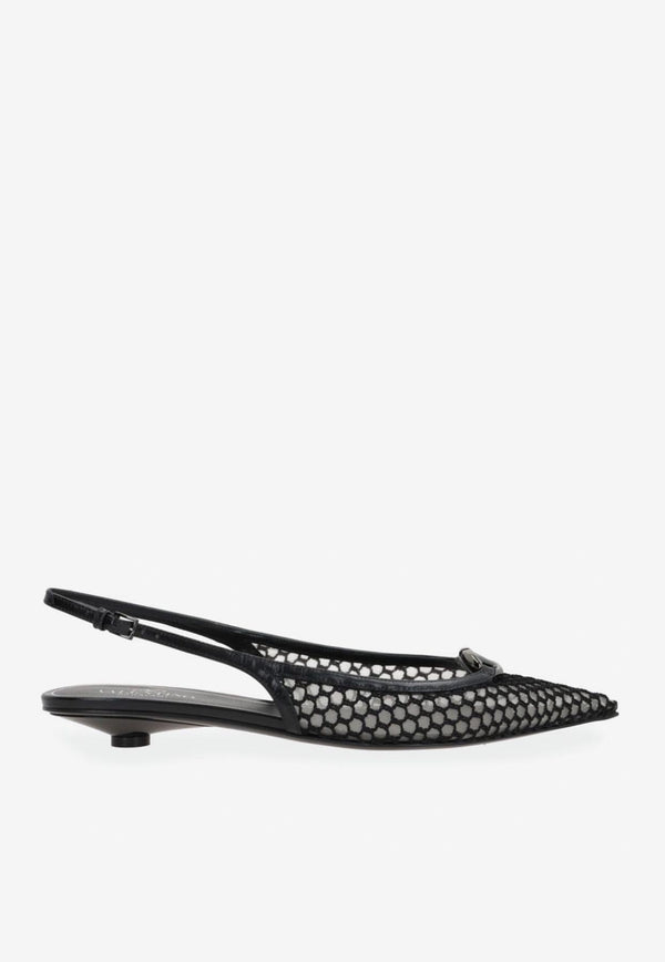 Valentino VLogo Moon Mesh Slingback Flats Black 4W0S0IY1TKJ0NO_80051
