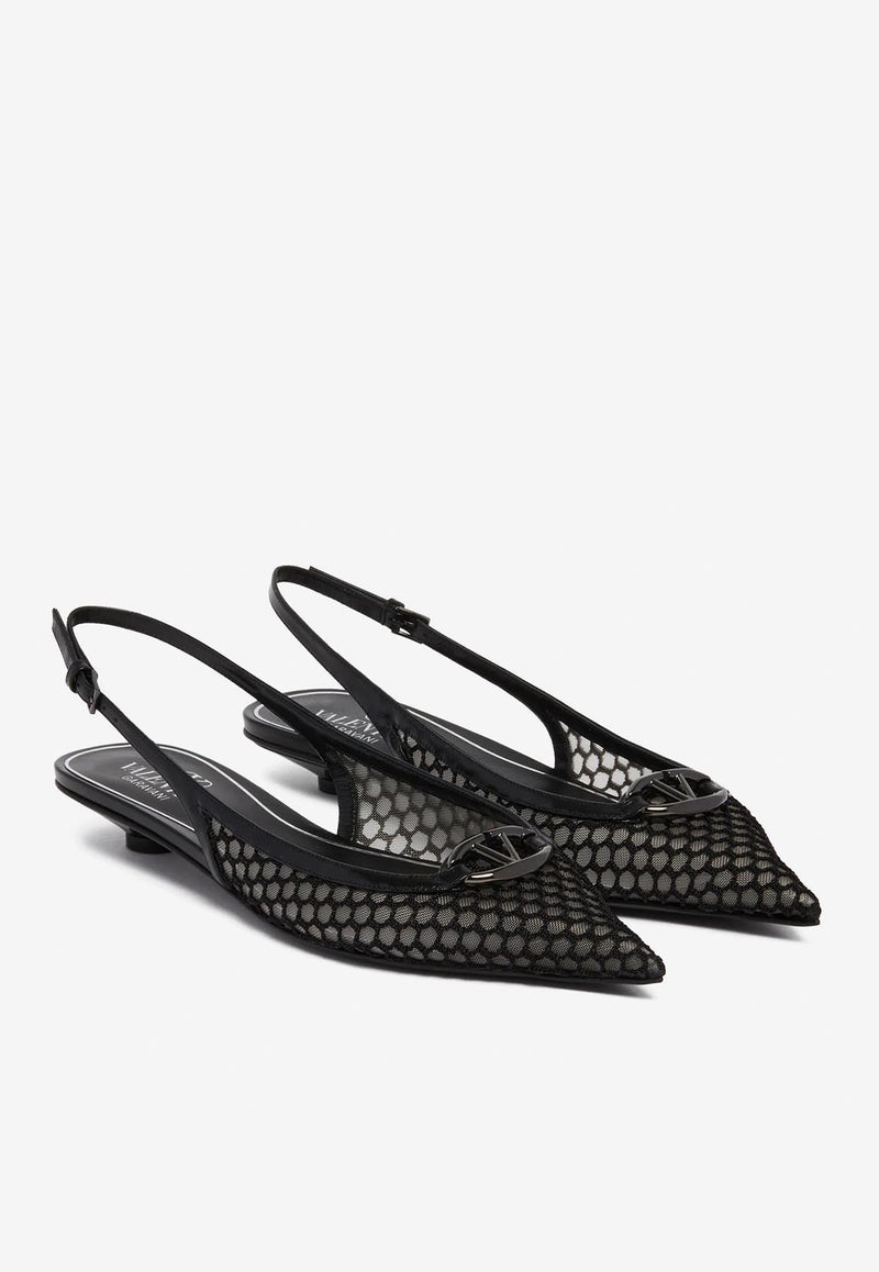Valentino VLogo Moon Mesh Slingback Flats Black 4W0S0IY1TKJ0NO_80051
