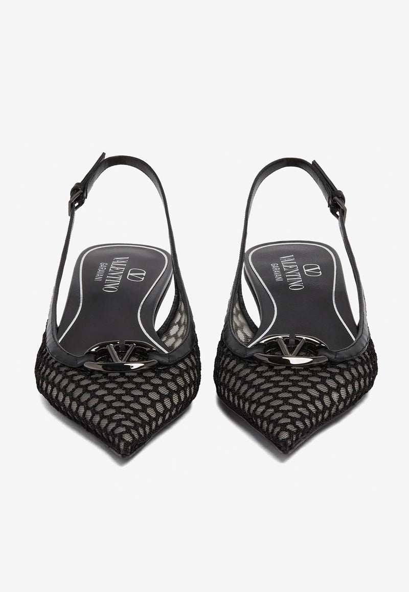 Valentino VLogo Moon Mesh Slingback Flats Black 4W0S0IY1TKJ0NO_80051