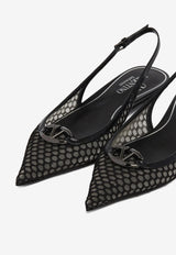 Valentino VLogo Moon Mesh Slingback Flats Black 4W0S0IY1TKJ0NO_80051