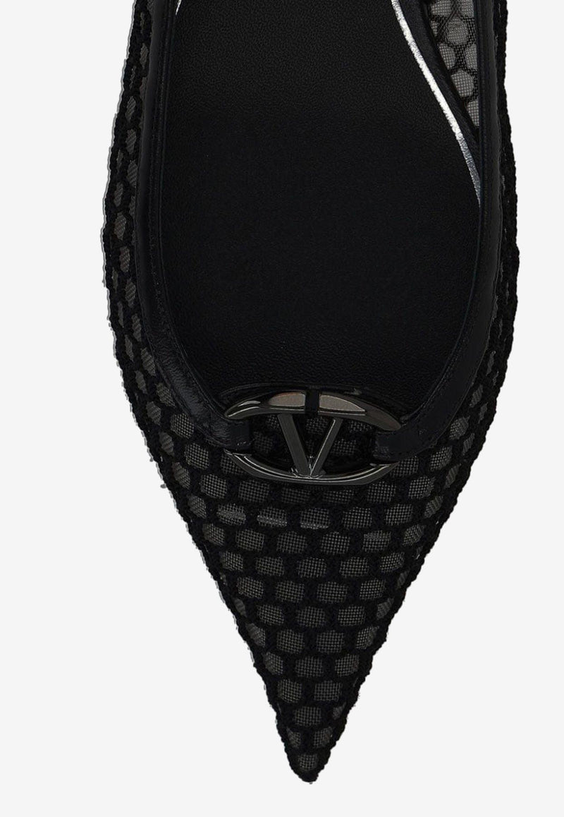 Valentino VLogo Moon Mesh Slingback Flats Black 4W0S0IY1TKJ0NO_80051