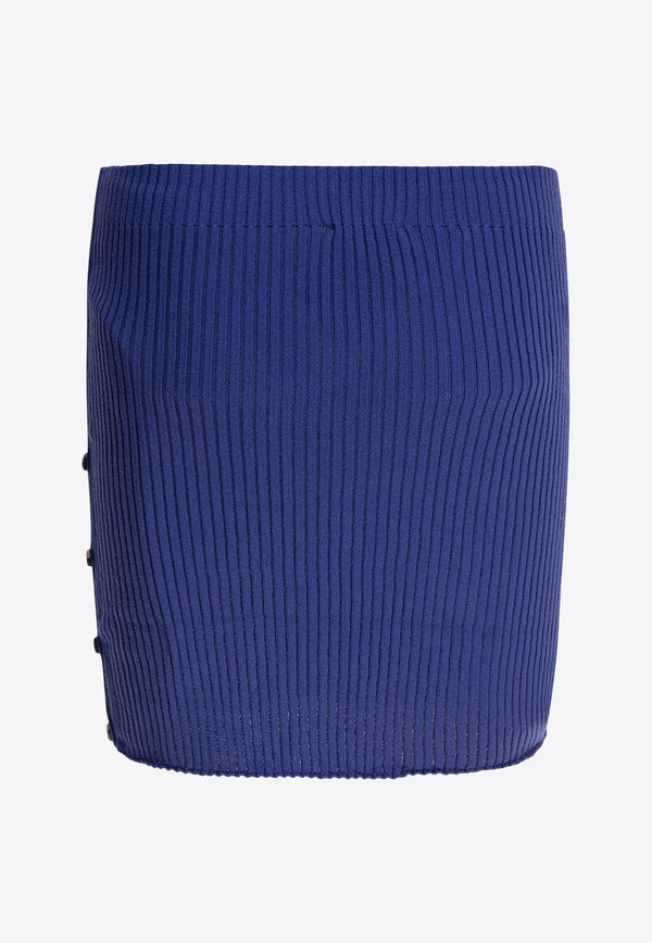 Courrèges Ribbed Knit Mini Skirt Blue 225MJU255FI00497102_80057