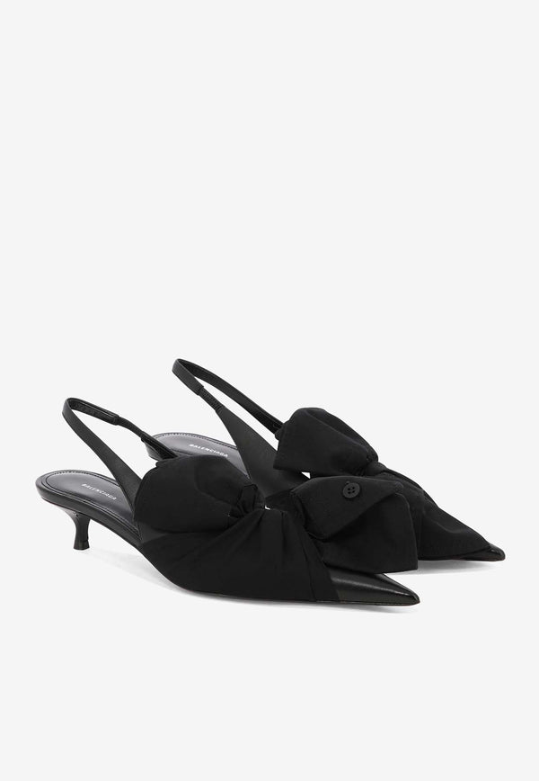 Balenciaga Knife Chemise 45 Leather Slingback Pumps Black 786223WB1H11000_80069