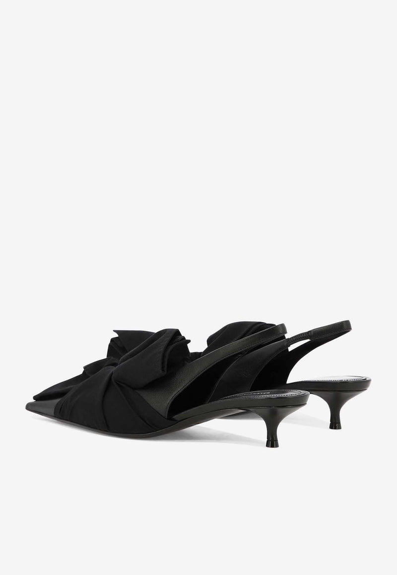 Balenciaga Knife Chemise 45 Leather Slingback Pumps Black 786223WB1H11000_80069