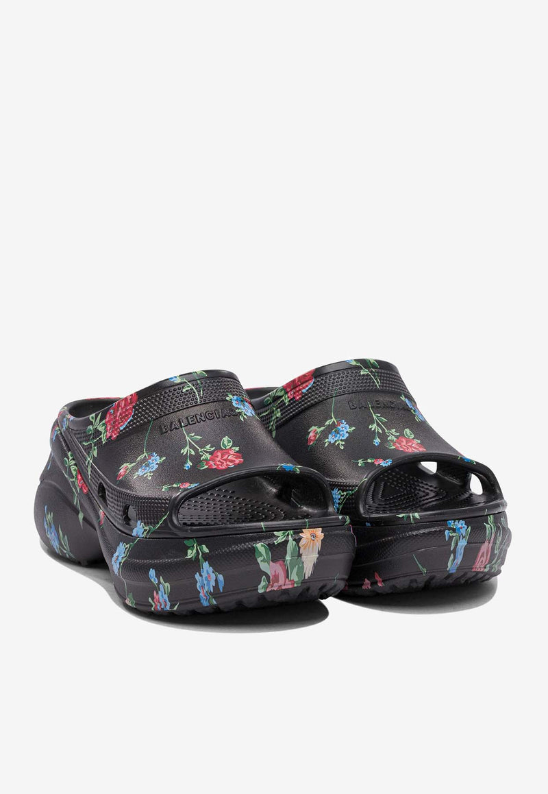 Balenciaga X Crocs Rose Print Pool Slides Black 677389W1S8G8154_80073