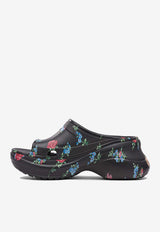 Balenciaga X Crocs Rose Print Pool Slides Black 677389W1S8G8154_80073