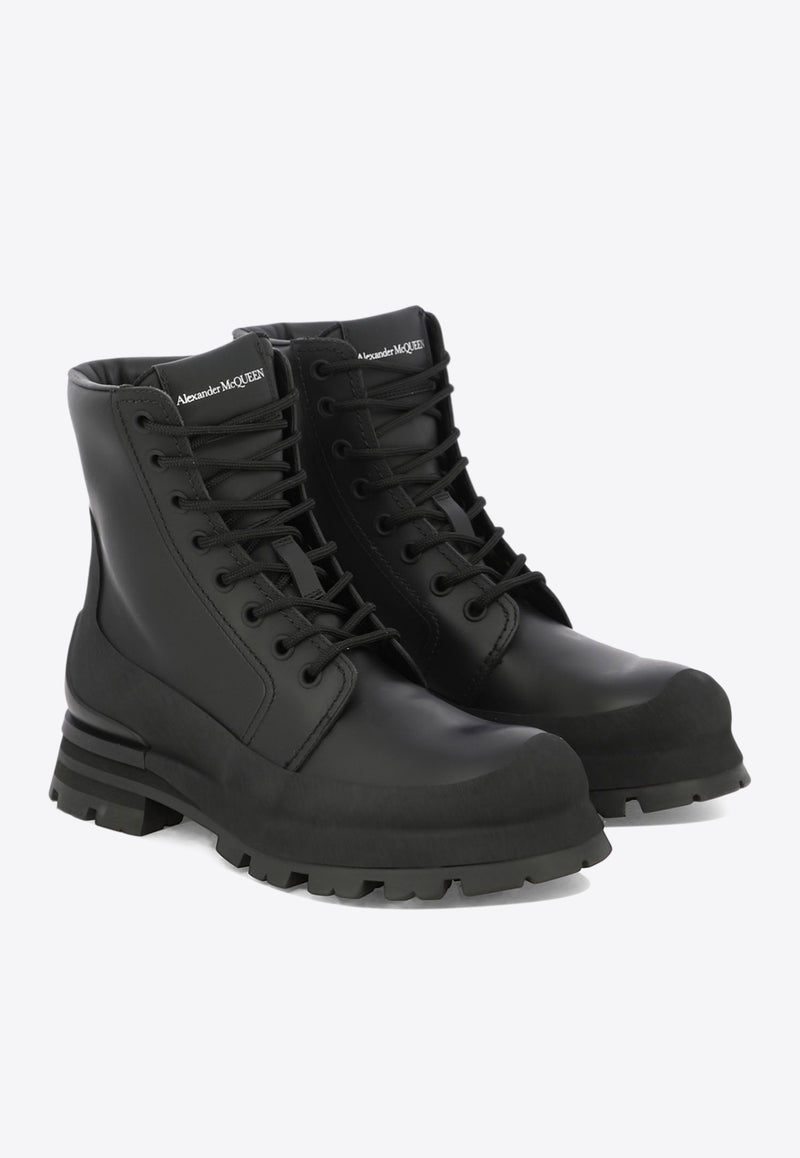 Alexander McQueen Leather Combat Boots Black 777808WIEQ11000_80079