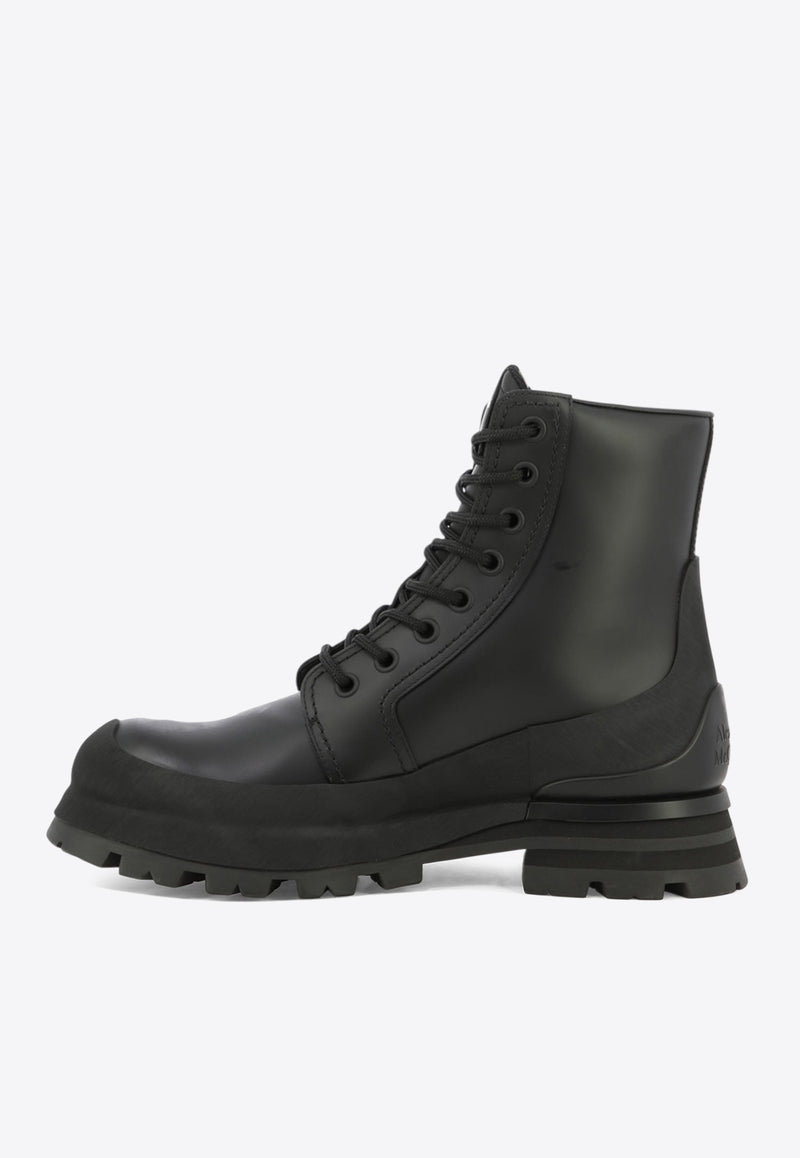 Alexander McQueen Leather Combat Boots Black 777808WIEQ11000_80079