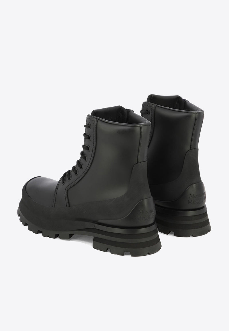 Alexander McQueen Leather Combat Boots Black 777808WIEQ11000_80079