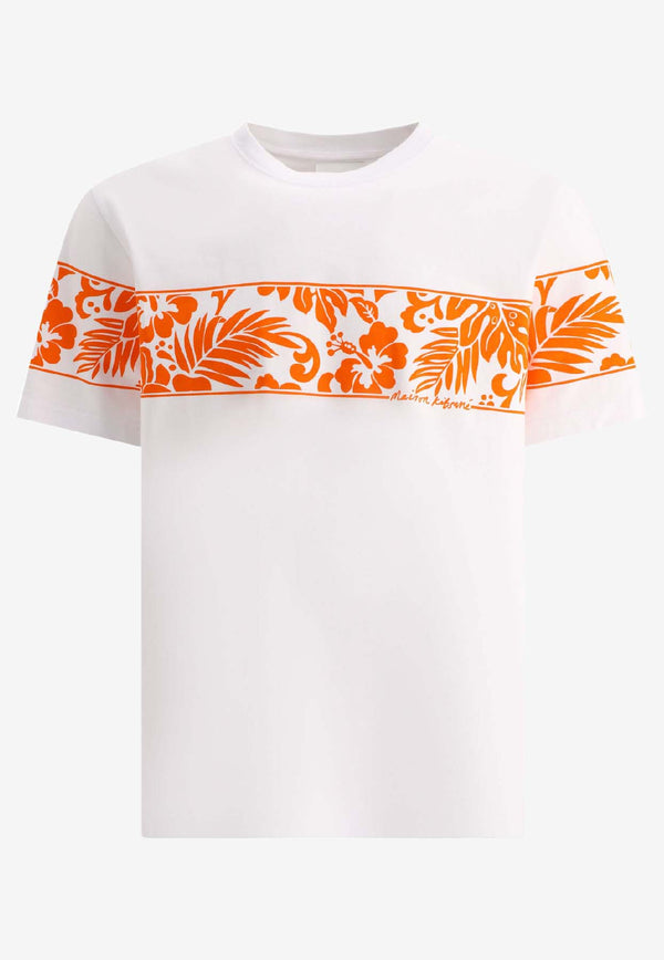 Maison Kitsuné Floral Print Crewneck T-shirt White MM00117KJ0118P100_80098