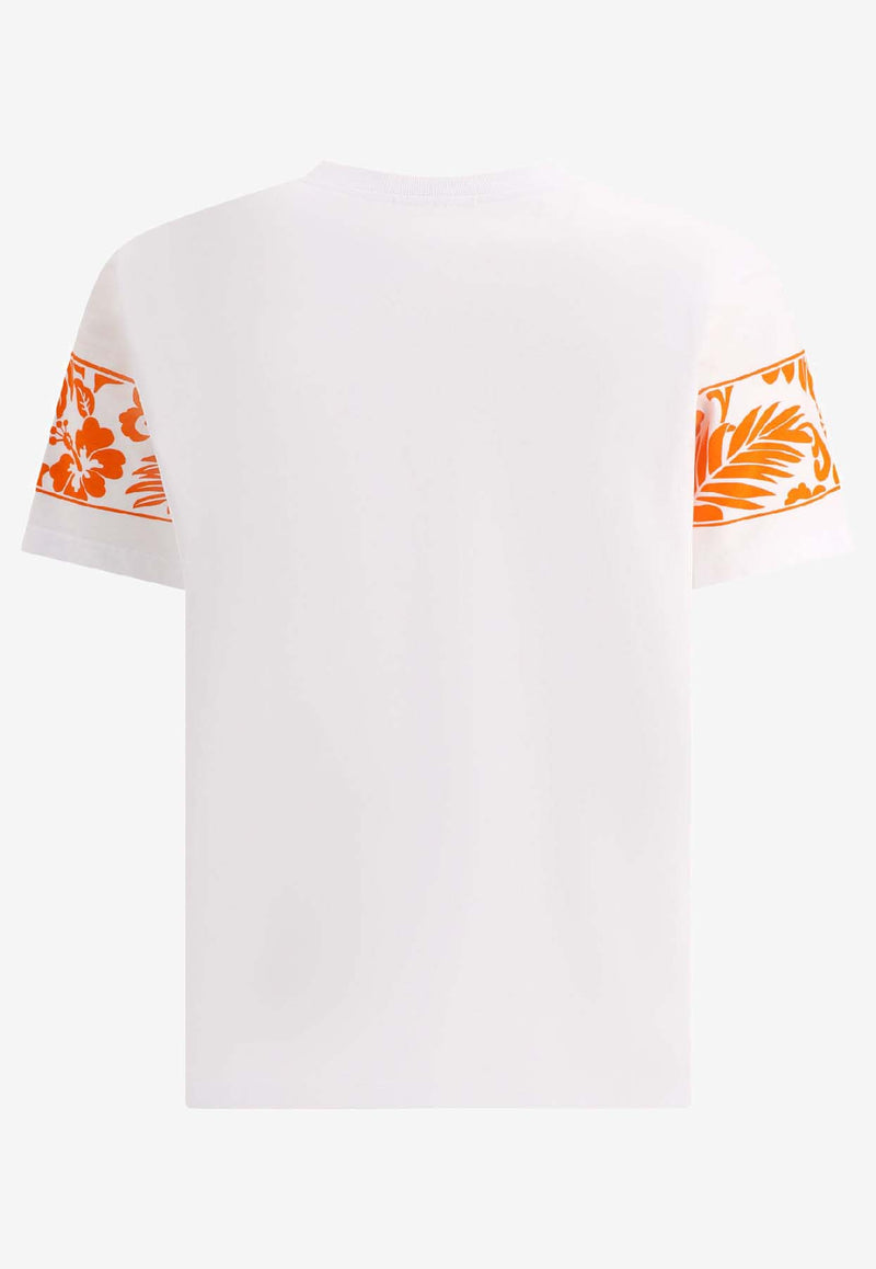 Maison Kitsuné Floral Print Crewneck T-shirt White MM00117KJ0118P100_80098