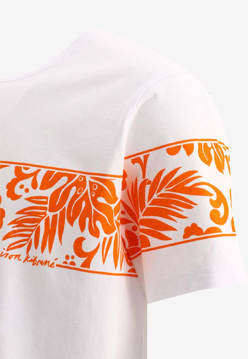 Maison Kitsuné Floral Print Crewneck T-shirt White MM00117KJ0118P100_80098