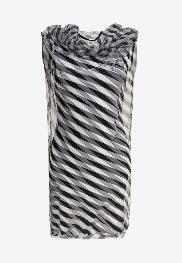 Sportmax Oreste Double Layer Stripe Mini Dress Monochrome 2512941082600ORESTE001_80126