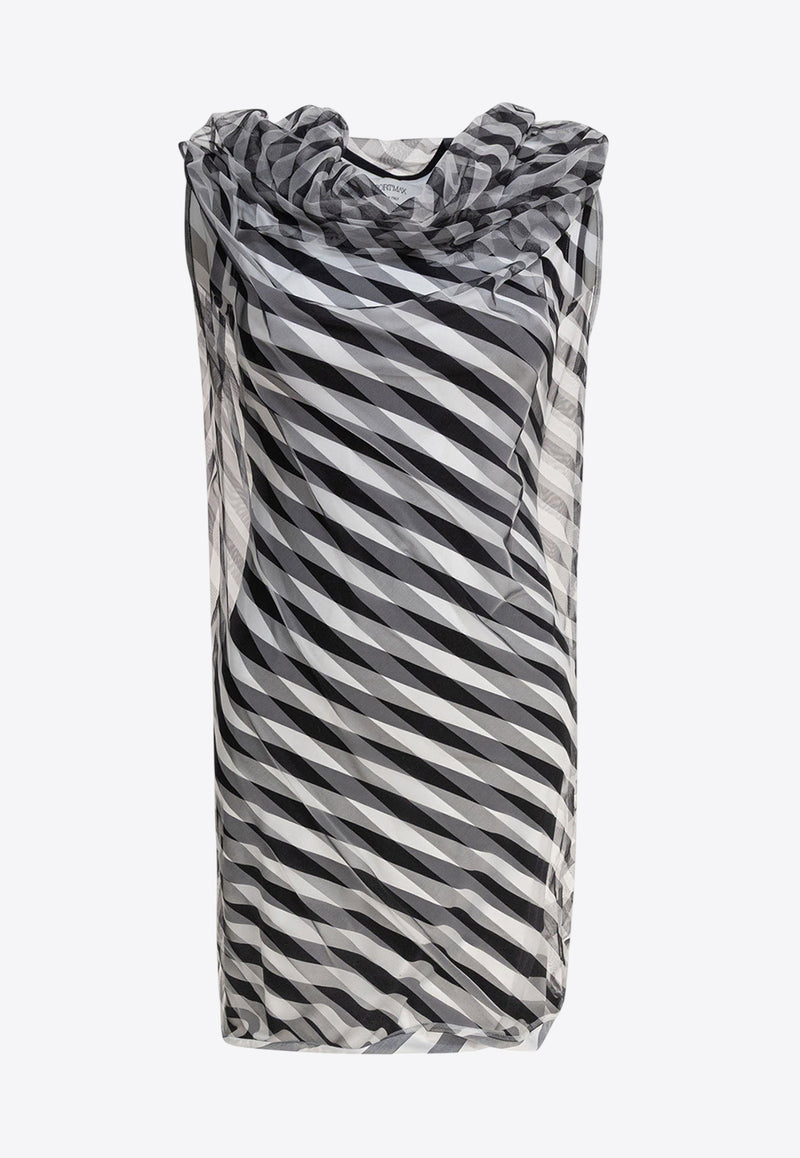 Sportmax Oreste Double Layer Stripe Mini Dress Monochrome 2512941082600ORESTE001_80126