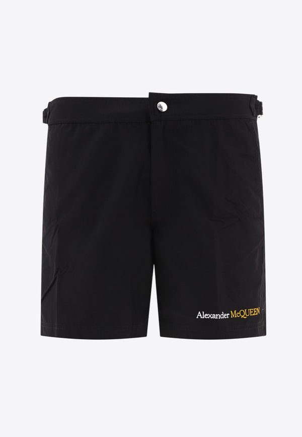 Alexander McQueen Logo Print Swim Shorts Black 7819744419Q1080_80165