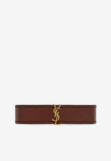 Saint Laurent Cassandre Leather Bracelet Brown 777330AAC5S2447_80169